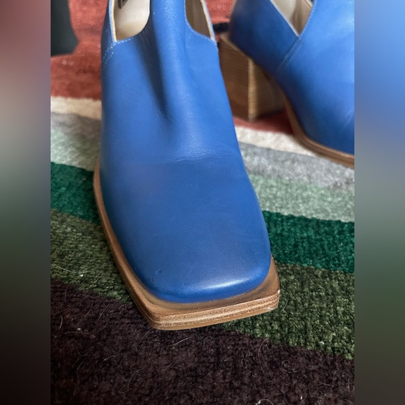 Free People Brady Buckle Bootie Leather Blue sz 39 8.5 - Picture 2 of 10